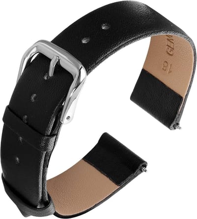 Zachte kalfsleren horlogeband met snelsluiting voor dames en heren, universele vervangband met roestvrijstalen gesp, 12.5+7.5cm/4.9+2.9inch, leer, comfortabel en stijlvol