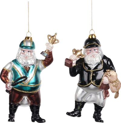 Goodwill Kerstbal-Kerstman-Ruiter Bruin-Blauw 16 cm LET OP Prijs Per Stuk