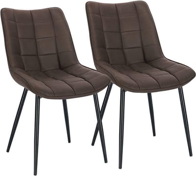 Kamyra® Eetkamerstoelen - Premium Kwaliteit Stof - Voor bij de Eettafel, Woonkamer & Slaapkamer - Set van 2 - Donkerbruin