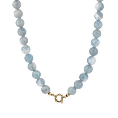 Bijoutheek Collier Kralen Stenen 10mm Light Blue