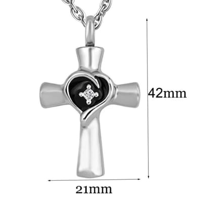 Aramat Jewels | Gedenkhangers | Stalen Kruis Ashanger - Symbolische Herinnering | Kruis met zirkonia-4.2-2.1cm | |20mm | Staal | Volwassenen | Verkleurd niet