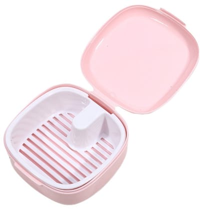 Kunstgebitdoosje - Week de container - Beugels Box - Plastic - Kunstgebitbadbox - Kunstgebit bakje - Met filtermand - Gemakkelijk Mee Te Nemen - Gebittenbakje voor Beugel,Kunstgebit - 7,8 X 7,8 X 3,8 cm - Roze