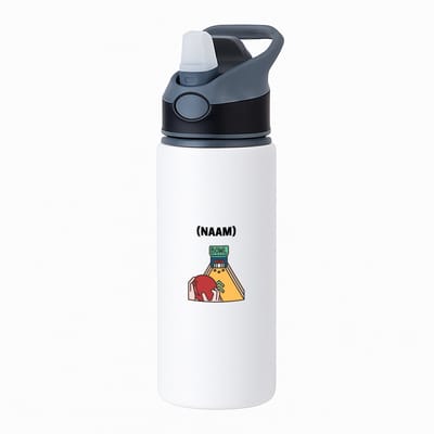 Hacebo® - Bowlen met eigen naam waterfles met rietje zwart - Bowlen - Bowler - Sport - water fles - 650ML