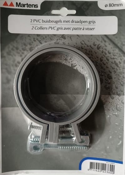 Martens Buisbeugel Met M6-pen - Pvc - Grijs - Ø80mm - 2 Stuks