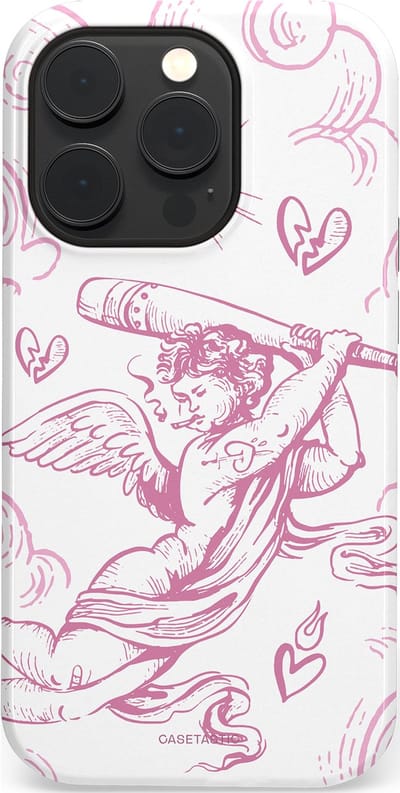 Casetastic Hoesje Geschikt voor Apple iPhone 14 Pro Magsafe - Stijlvolle Beschermende Duo-layer Case - Engel Roze Liefde