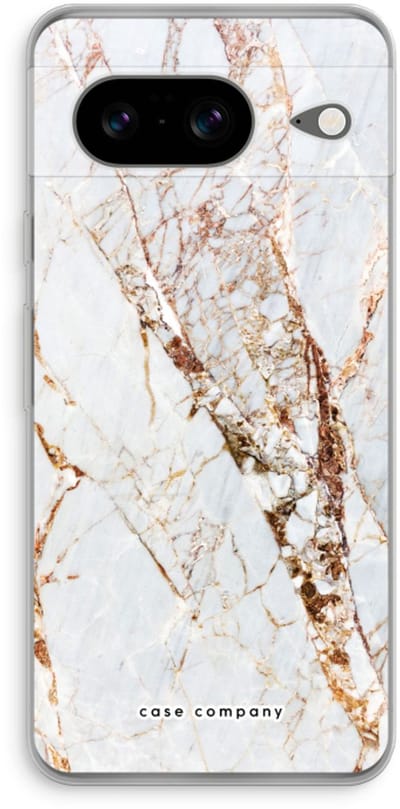 Case Company® - Hoesje geschikt voor Google Pixel 8 hoesje - Goud marmer - Soft Cover Telefoonhoesje - Bescherming aan alle Kanten en Schermrand