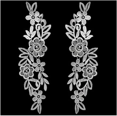 Lace Appliques met Bloemige Borduursels en Kantafwerking voor DIY Creaties, Kostuum Naaien en Bruidsmode, Wit