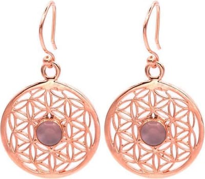 Yogi & Yogini naturals Oorbellen bloem des levens met rozenkwarts (2,5 cm)