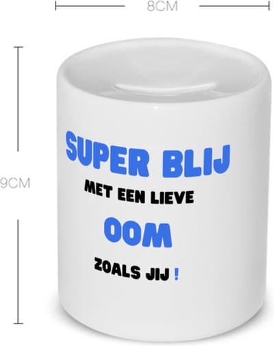 Akyol - super blij met een lieve oom zoals jij Spaarpot - Oom - de liefste oom - verjaardag - cadeautje voor oom - oom artikelen - kado - geschenk - 350 ML inhoud