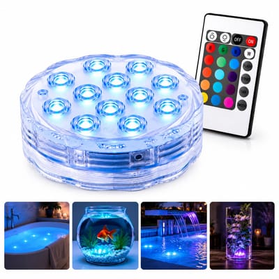 RGB Onderwater LED Verlichting met Afstandsbediening – 10 LED's – Waterdicht – Voor Vazen, Fonteinen & Bad