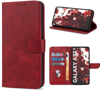 Solidenz Hoesje - geschikt voor Samsung Galaxy A37 Bookcase - Telefoonhoesje met Pasjeshouder - Rood