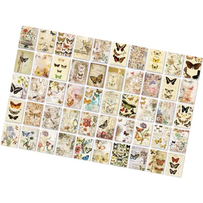 100 Feuilles Papier Scrapbook Vintage Décoratif Esthétique Papier de Fond pour Journaling DIY
