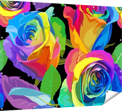 Gards Tuinposter Kleurrijke Rozen - Bloemen - Abstract - 160x120 cm - Tuindoek - Tuindecoratie - Wanddecoratie buiten - Tuinschilderij