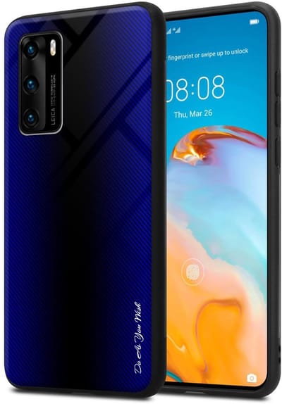 Cadorabo Hoesje geschikt voor Huawei P40 in KOBALT PAARS - Beschermhoes gemaakt van TPU silicone Case Cover en achterkant van gehard glas