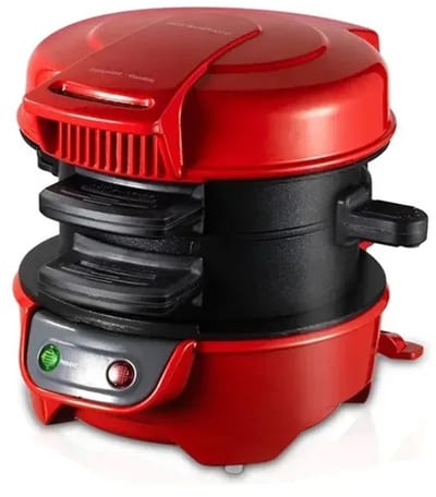 Archi Sandwich maker – Toaster - 2-in-1 sandwich & hamburger maker – Anti-aanbak - Rood – 220V – compact keukenapparaat