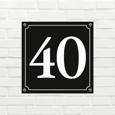 Huisnummerbord Klassiek - Nummer 40 - 14 x 11 cm - incl. bevestiging | - naambord - nummerbord - voordeur