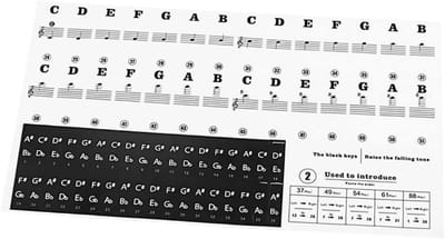 Pianostickers Voor Toetsen - Keyboard Stickers - Muziek Leren - Voor Alle Maten - 25x23cm - Zwart