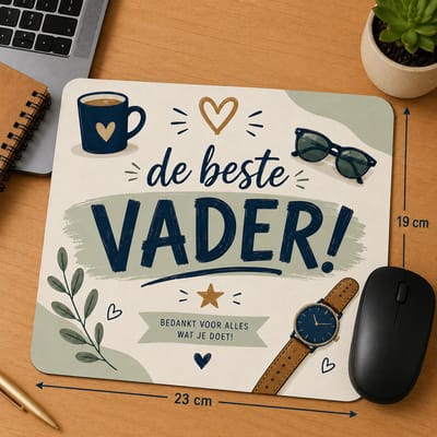 Muismat De Beste Vader – 23 x 19 cm – Cadeau voor Vader – Vaderdag Cadeau – Papa Cadeau – Bedankt Vader