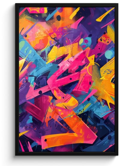 Poster in lijst - Fotolijst 60x90 cm - Posters - Abstract - Vormen - Kleurrijk - Posterlijst zwart - Decoratie - Wanddecoratie woonkamer - Muurdecoratie slaapkamer