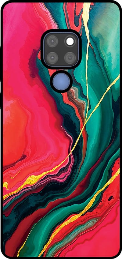 Smartphonica Telefoonhoesje Geschikt voor Huawei Mate 20 met Rood Groen Marmer Opdruk - TPU Backcover Case Red Green Marble Design geschikt voor Huawei Mate 20