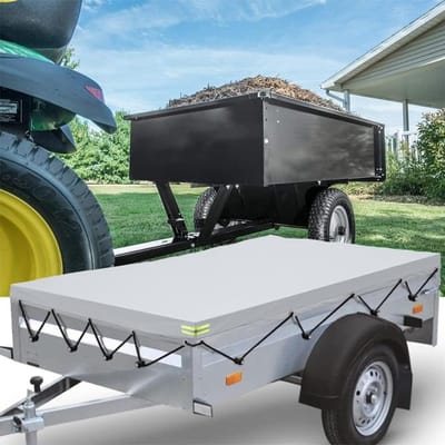 Kanteltrailer Cover - Utility Wagon Cover - Gazon Tractor Bescherming - Waterdicht Ripstop Materiaal - 72x48x5 Inch - Zilver