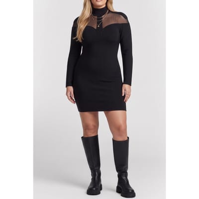 GUESS Diana Ls Bandage Dress Jet Black A996 Maat: 36 | Mini Jurken Outlet | Dames | Zwart