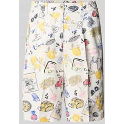 relaxed fit bermuda van mix van linnen en viscose