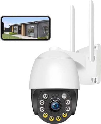 Buitencamera 360 graden Wifi met Nachtzicht, Bewegingsdetectie en 2-Weg Audio