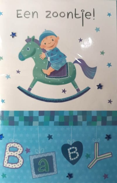 Luxe Wenskaart Geboorte Zoontje - Jongen - Zoon- Art of Cards - 11,5x17cm - Dubbele Kaart - Met Envelop - Luxe Wens Kaart - Greeting Card - 1 Stuks - In Folie Apart Verpakt - 213372 - Birth Boy - Geburt Sohn - Naissance du Fils - Gratis Verzonden