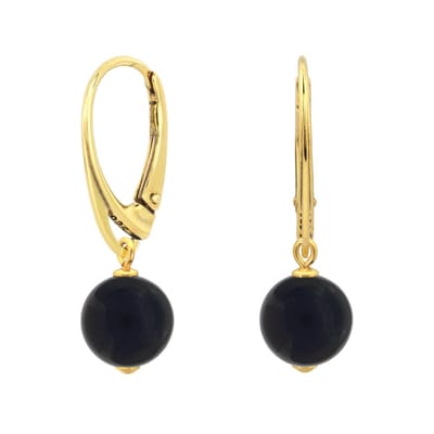 ARLIZI 2145 Oorbellen zwart onyx hanger - verguld - 3 cm