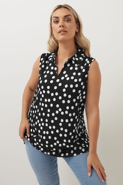 Yours Hemd Met Stippenprint Met Textuur En Kraagmodel In Zwart/Wit Size 48