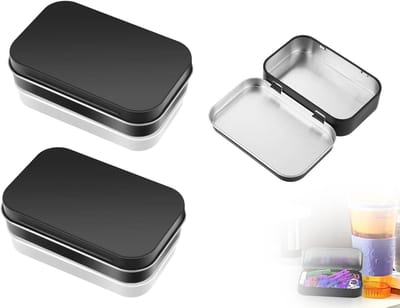 Praktische metalen opbergdozen set van 2, ideaal voor speelkaarten, mini-organizer en opslag met deksel (Zwart)