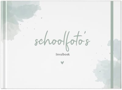 Fyllbooks - Schoolfotoboek Invulboek - Schoolfoto Album - Schooljarenboek - Watercolour Groen - Geschikt voor: 12 Portret- en Klassenfoto's