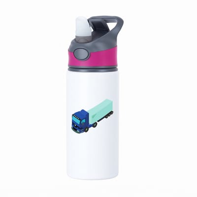 Hacebo® - Vrachtwagen waterfles met rietje roze - Vrachtwagen chauffeur - Chauffeurs - Truck - trailer - water fles - 650ML