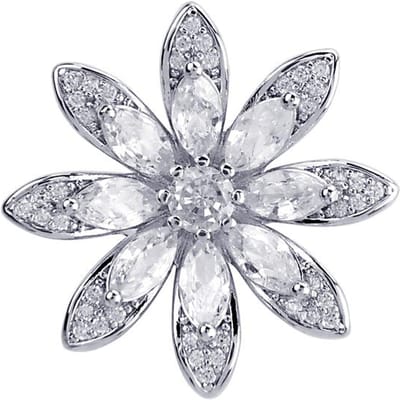 Kubieke Zirconia Bloemen Kraagspeld Broches Voor Vrouwen En Mannen Mode Jurk T-shirt Accessoires Koperen Sieraden zilver