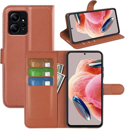 MobyDefend Hoesje - Geschikt voor Xiaomi Redmi Note 12 4G - Kunstleren Wallet Book Case (Sluiting Voorkant) - Bruin
