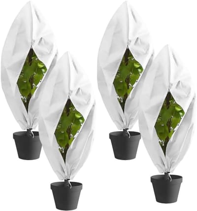 Winterbescherming voor potplanten, 4 stuks, ademende vorstbescherming met ritssluiting, 120 x 80 cm, scheurvast en weerbestendig