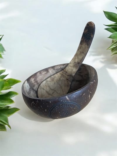 ECO mini coconut bowl met lepel - plasticvrij - zero waste - vegan - duurzaam - handgemaakt - Gezichtsmasker DIY bowl - kokosnoot bowl - Masker Mix schaaltje - kokosnootschaal