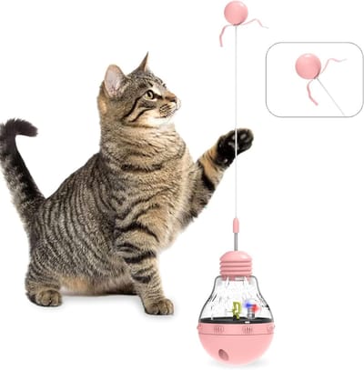 Interactieve Katten Speelgoed - Kittenbal Voerdispenser - Stimuleren en Voeden - Zelfnivellerende Basis - 0.27 Kilogram - Roze