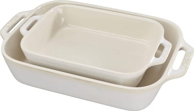 Schotel Rechth Set 2-  20x27 + 20x16 Ivoor Ceramic By Staub 40511-921