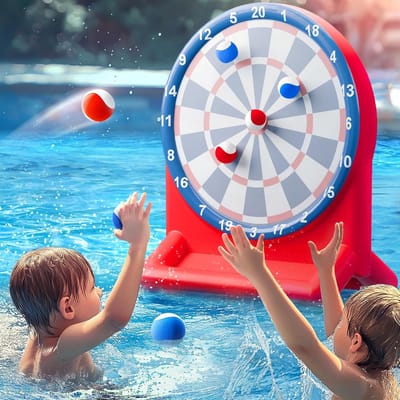 Opblaasbaar Dartbord Gooispel voor Zwembad - Inflatable Toss Water Game - voor Strand & Tuin - voor Jongens & Meisjes 3-12 Jaar & Gezin - Rood - 1 Set