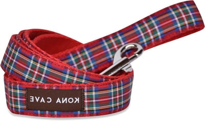 Hondenriem Tartan - Hondenlijn Hondenaccessoire - Veilig Uitlaten - Verstelbare Schuifhaak - 160 cm - Rood