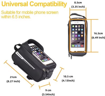 Fatbike Telefoonhoes - waterdicht - universeel - zwart - Waterdichte Telefoon Tas voor E-bike, Fatbike, Racefiets, Bakfiets en Meer - Veilig en Slim Opbergen, Geschikt voor Navigatie! 23x13x10