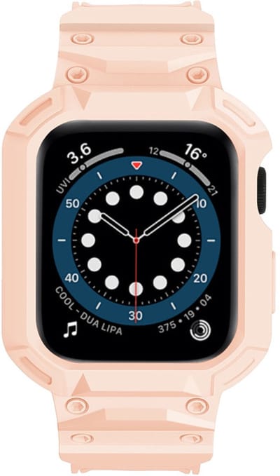 Siliconen bandje - met ingebouwde case - geschikt voor Apple Watch Series 10 (42 mm) - roze