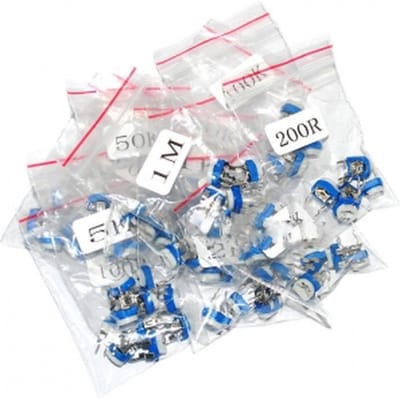 Kit 65 Pcs Dip-Potentiometer, Inclusief 13 Verschillende Waarden Van 100 Ohm Tot 1 Mohm
