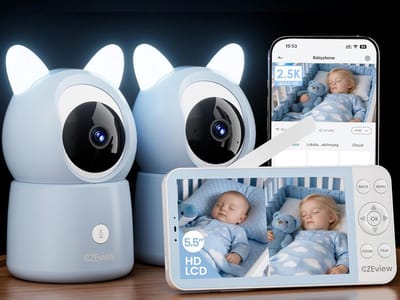 Baby Camera Set - Kind Bewakingssysteem - Veiligheid Thuis - 2 Camera's 2.5K - 5.5" HD Scherm - Blauw