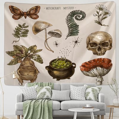 Psychedelisch Abstract Plant Wandtapijt Muurhanger Mysterieuze Tapiz Hippie Kunst Gedrukte Achtergronddoek Huisdecoratie 95x70cm
