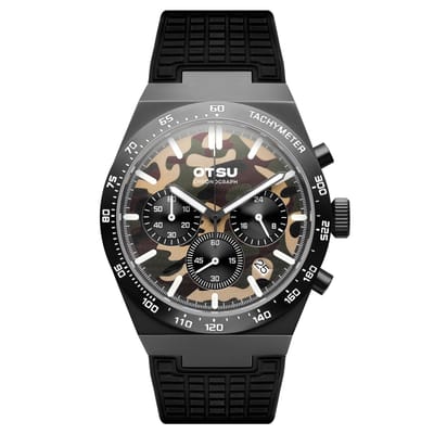 Heron | Camouflage en Zwart Chronograaf Horloge van Roestvrij Staal