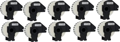 Label Tape Geschikt voor Brother DK-22210 | 29 mm x 30,48 m | Zwart op wit - 10 stuks - Geschikt voor: QL-500 QL-550 QL-560 QL-570 QL-580N QL-650TD QL-1050N QL-1060N QL-700 QL-710W QL-720NW QL-800 QL-810W QL-820NW TD-2130N QL-600 QL-1100 QL-1110