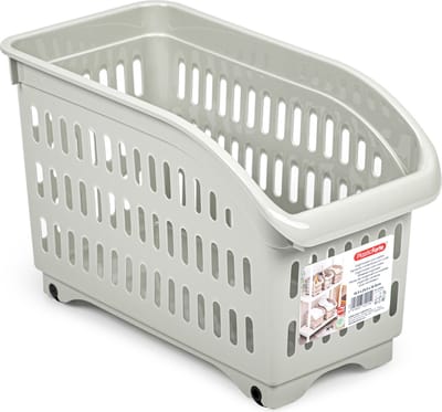 Plasticforte opberg Trolley Container - beige - op wieltjes - L30 x B15 x H18 cm - kunststof - opslag box/bak - 8 liter